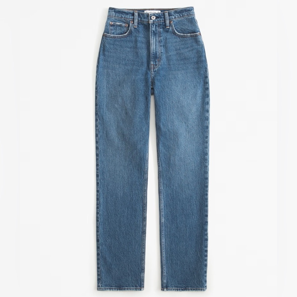 ABERCROMBIE & FITCH “The 90’s Straight Ultra High Rise” Curve Love Blue Jeans